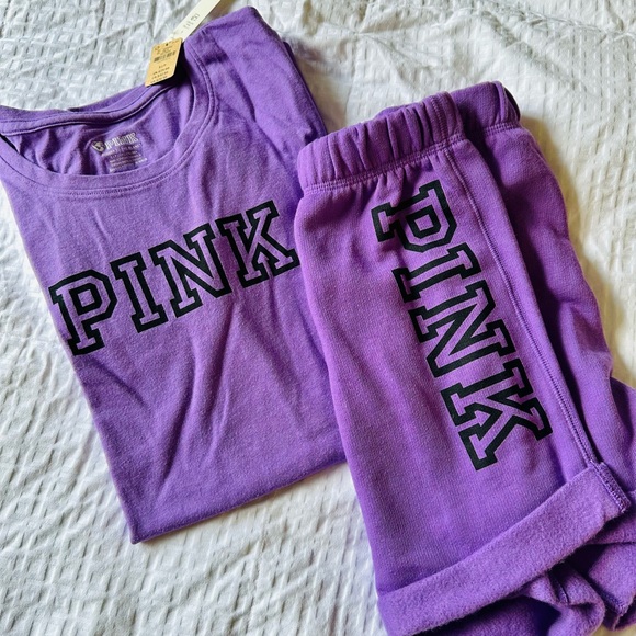 PINK Purple Lavender Short Sleeve Tee & Boyfriend Drawstring Shorts - Picture 5 of 14